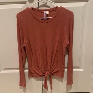 Pink/ orange front tie long sleeve